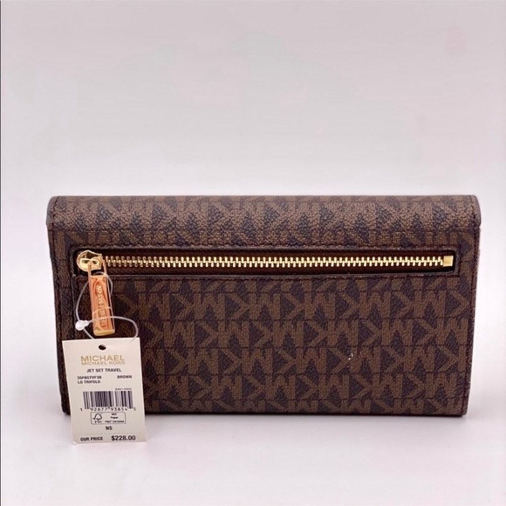 Michael Kors Jet Set Trifold Wallet Brown - Picture 5 of 9